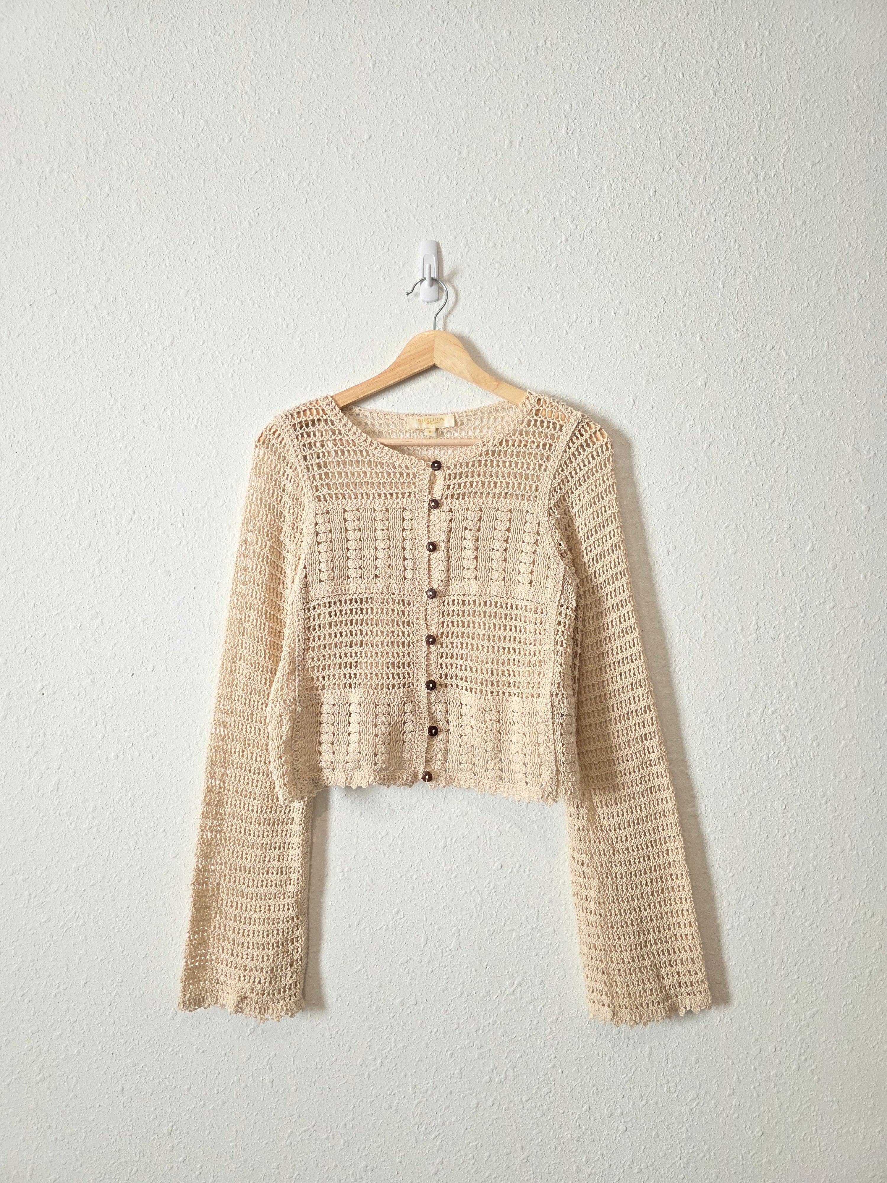 Crochet Cotton Button Up (M)