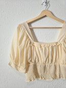 Square Neck Puff Sleeve Blouse (L)