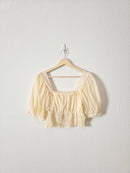 Square Neck Puff Sleeve Blouse (L)