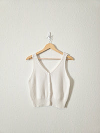 White Button Up Knit Tank (M)