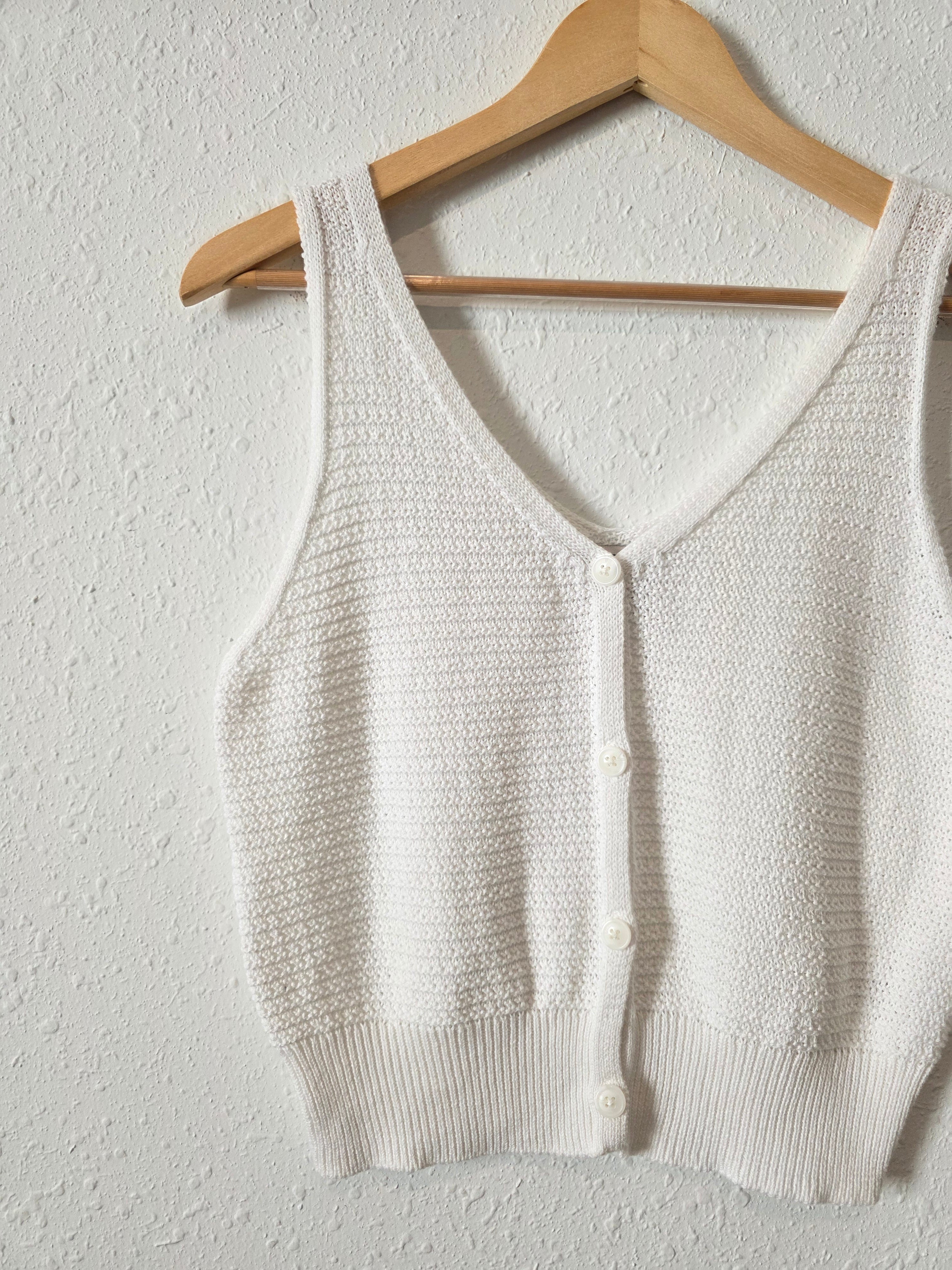 White Button Up Knit Tank (M)