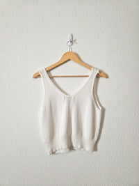 White Button Up Knit Tank (M)