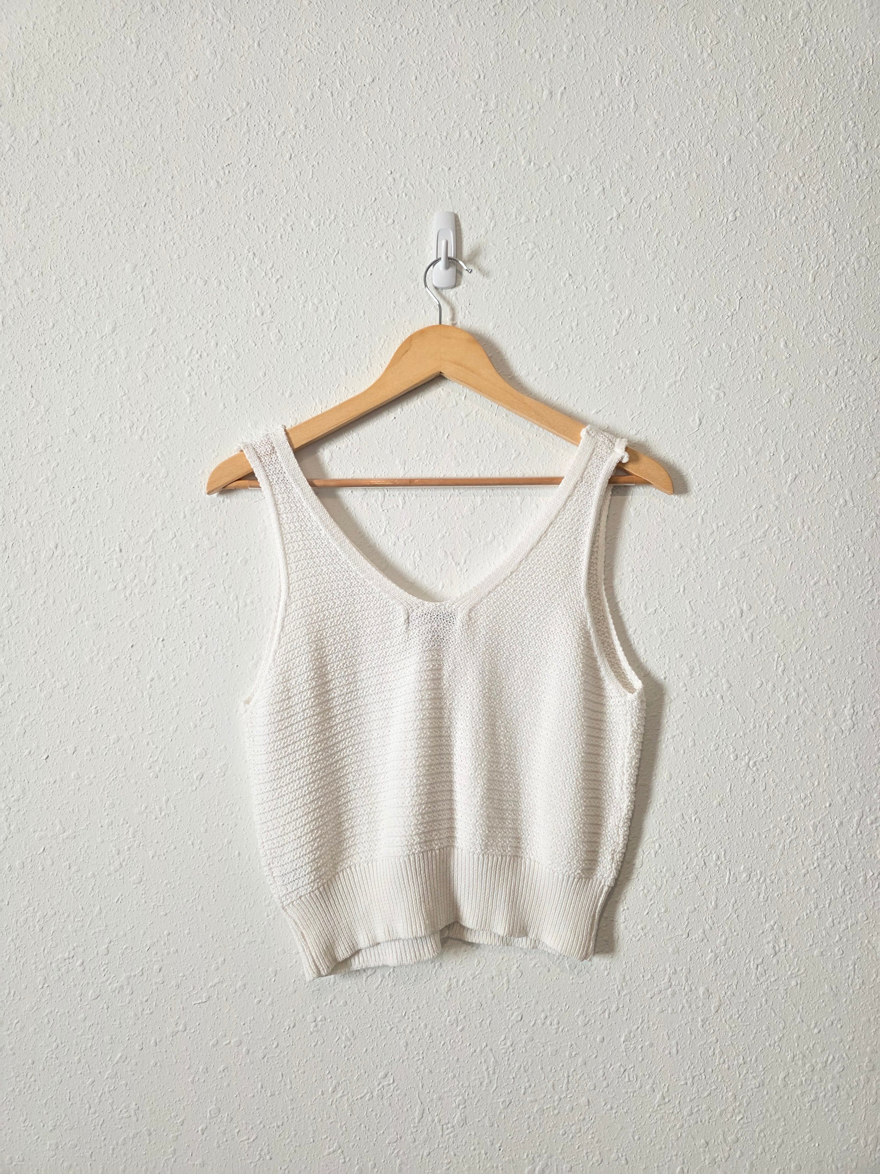 White Button Up Knit Tank (M)