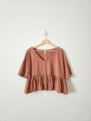 Terracotta Babydoll Top (M/L)