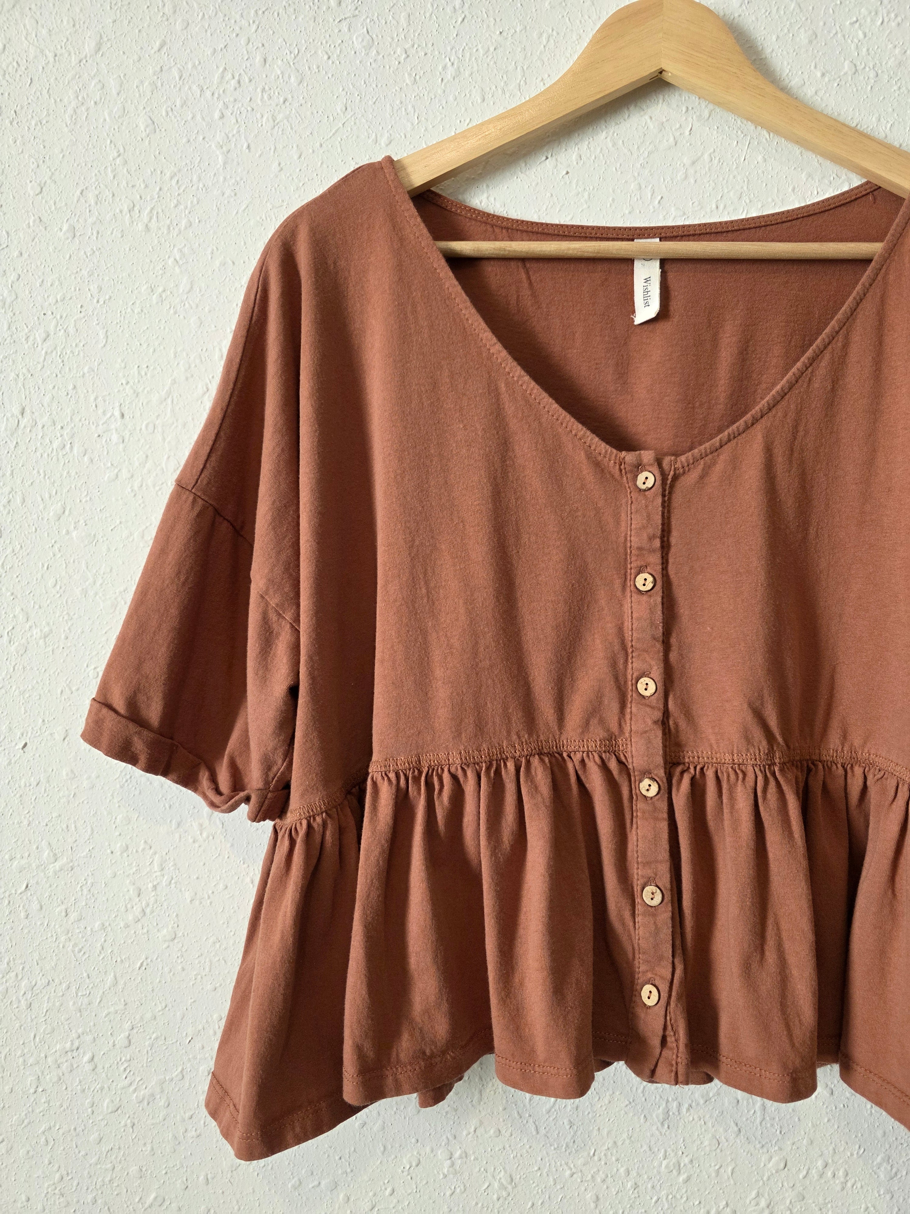 Terracotta Babydoll Top (M/L)