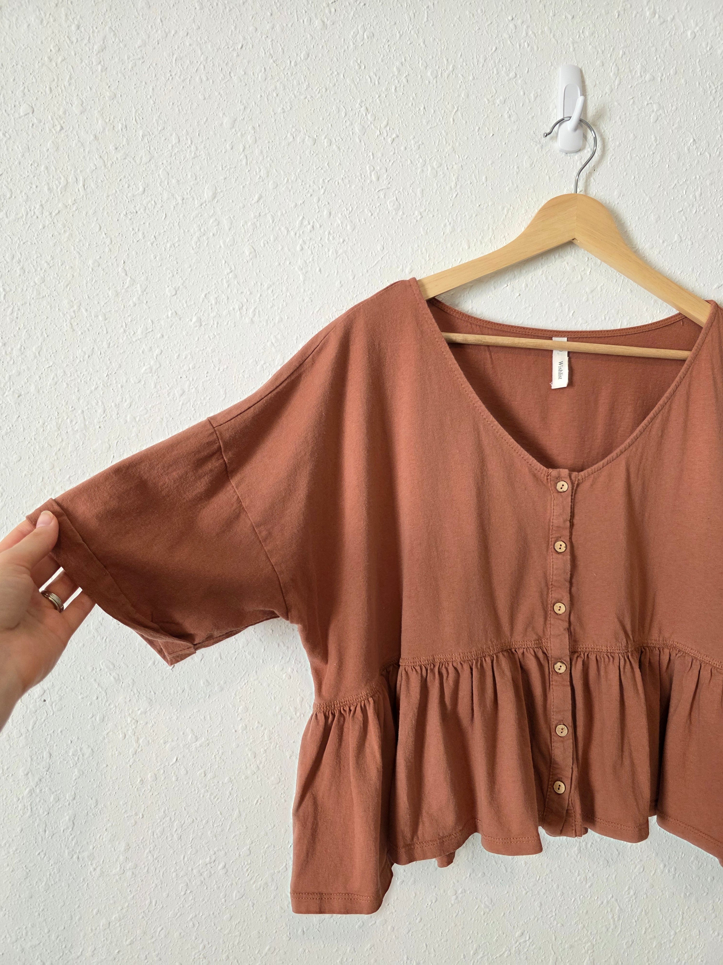 Terracotta Babydoll Top (M/L)