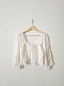 NEW White Floral Eyelet Blouse (S)