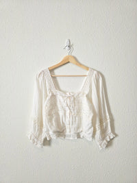 NEW White Floral Eyelet Blouse (S)
