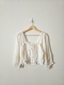 NEW White Floral Eyelet Blouse (S)