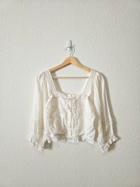 NEW White Floral Eyelet Blouse (S)