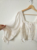 NEW White Floral Eyelet Blouse (S)