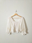 NEW White Floral Eyelet Blouse (S)