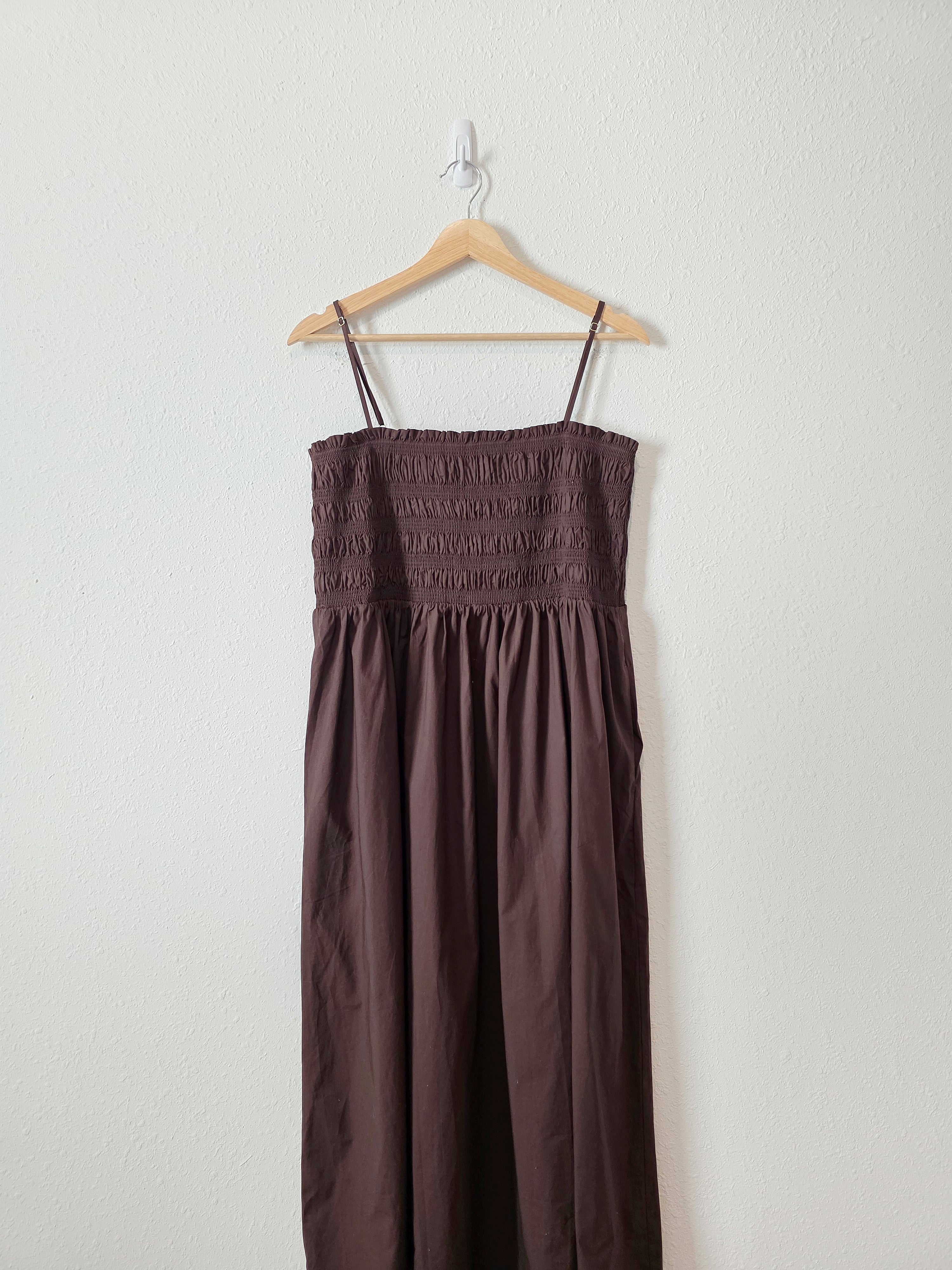 Loft Brown Smocked Maxi Dress (XL)