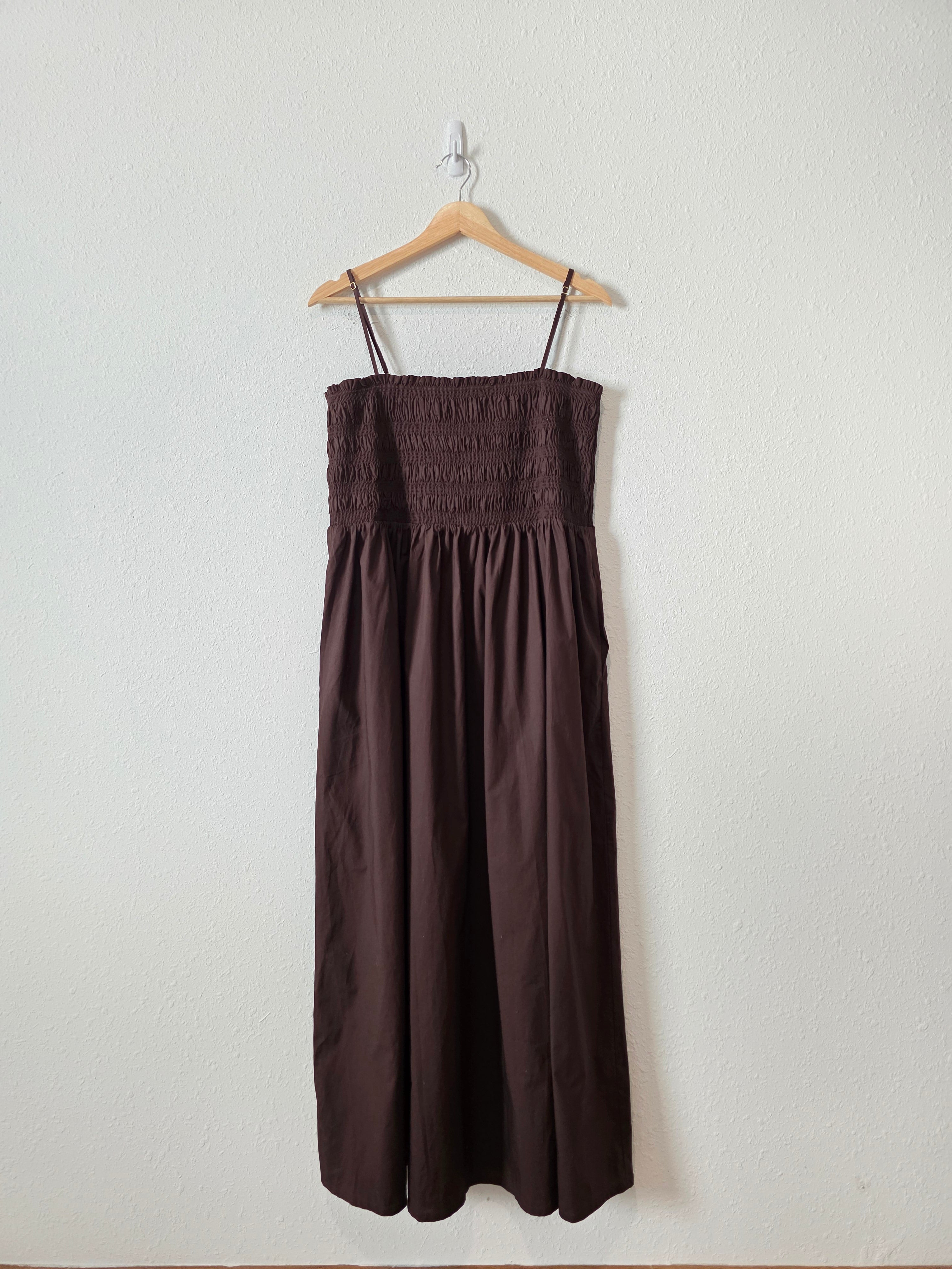 Loft Brown Smocked Maxi Dress (XL)