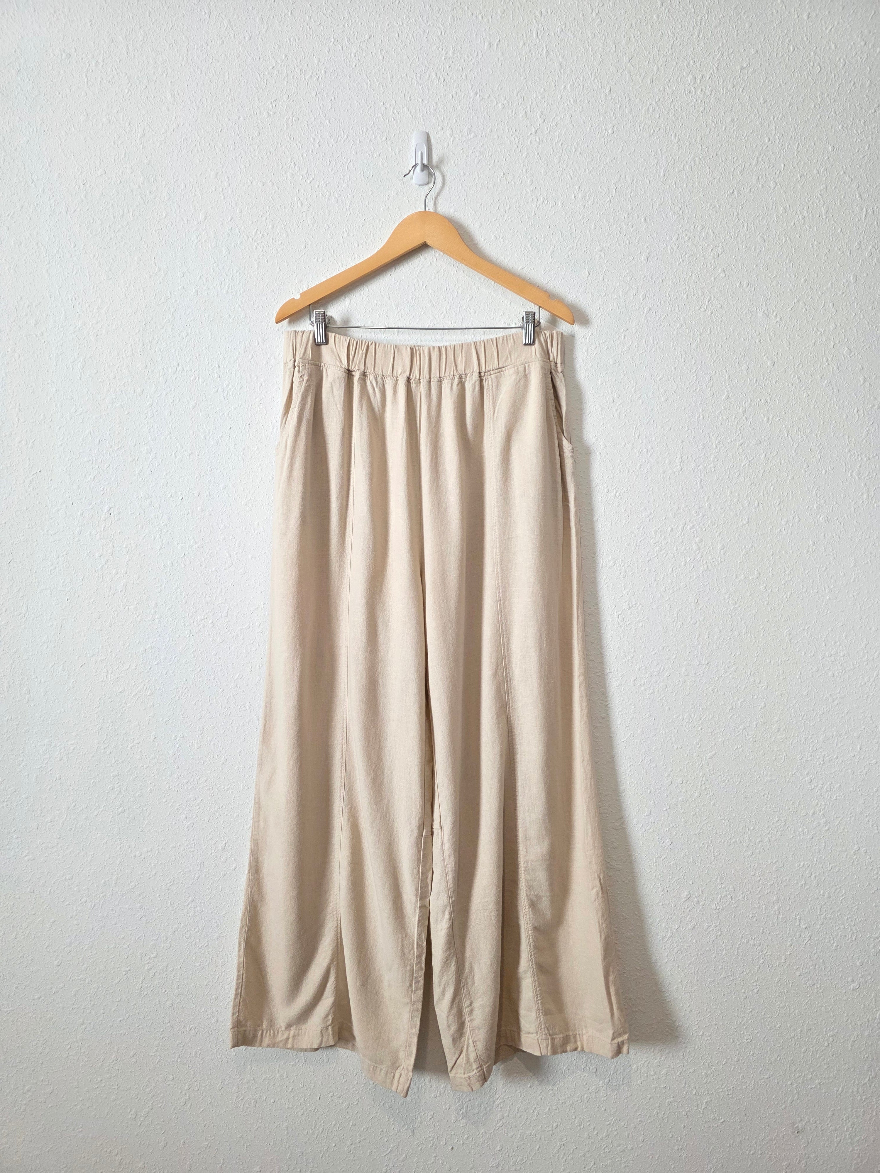 Linen Blend Wide Leg Pants (1X)