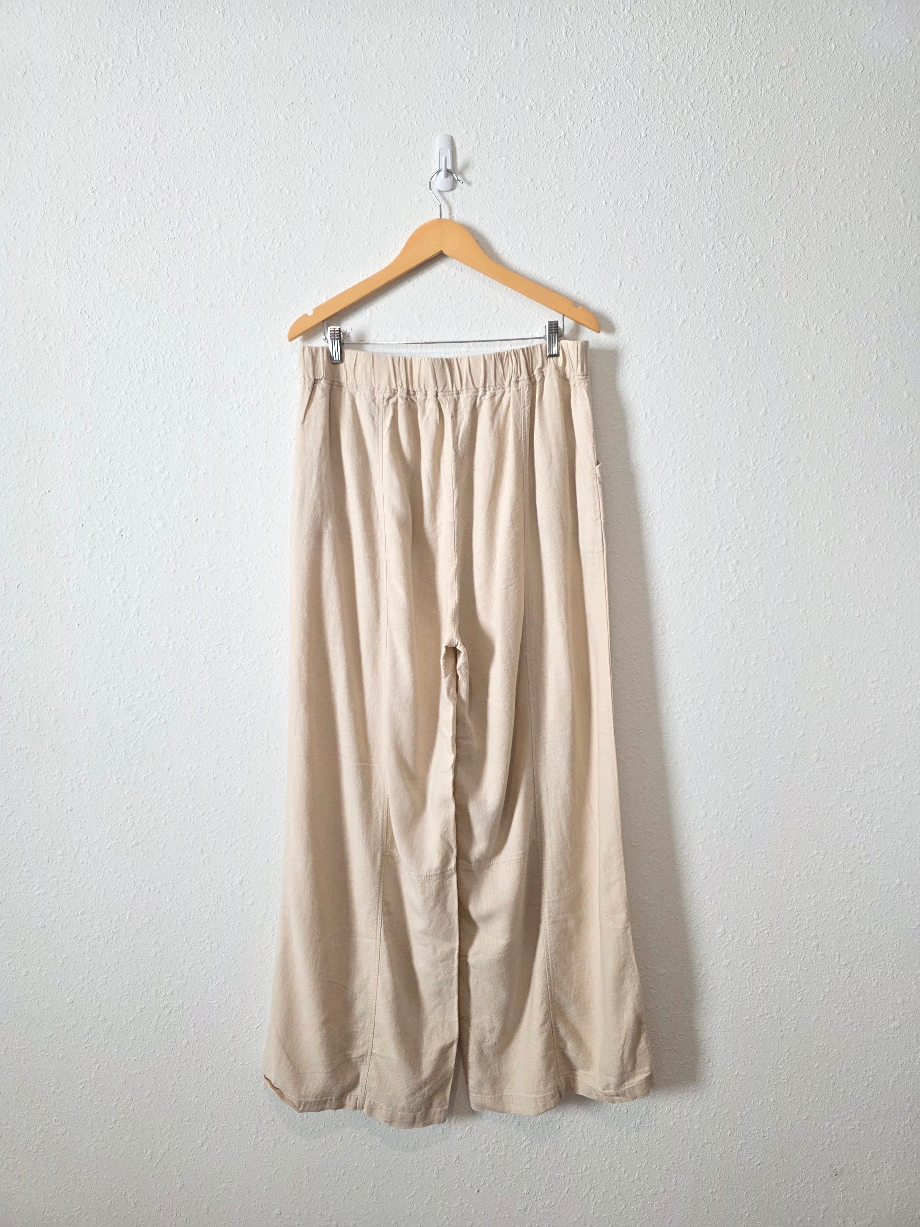 Linen Blend Wide Leg Pants (1X)