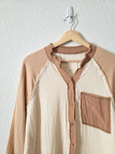 Aerie Colorblock Gauze Button Up (S)