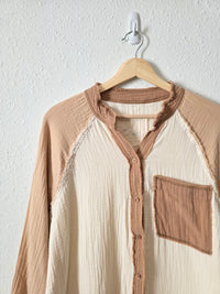 Aerie Colorblock Gauze Button Up (S)