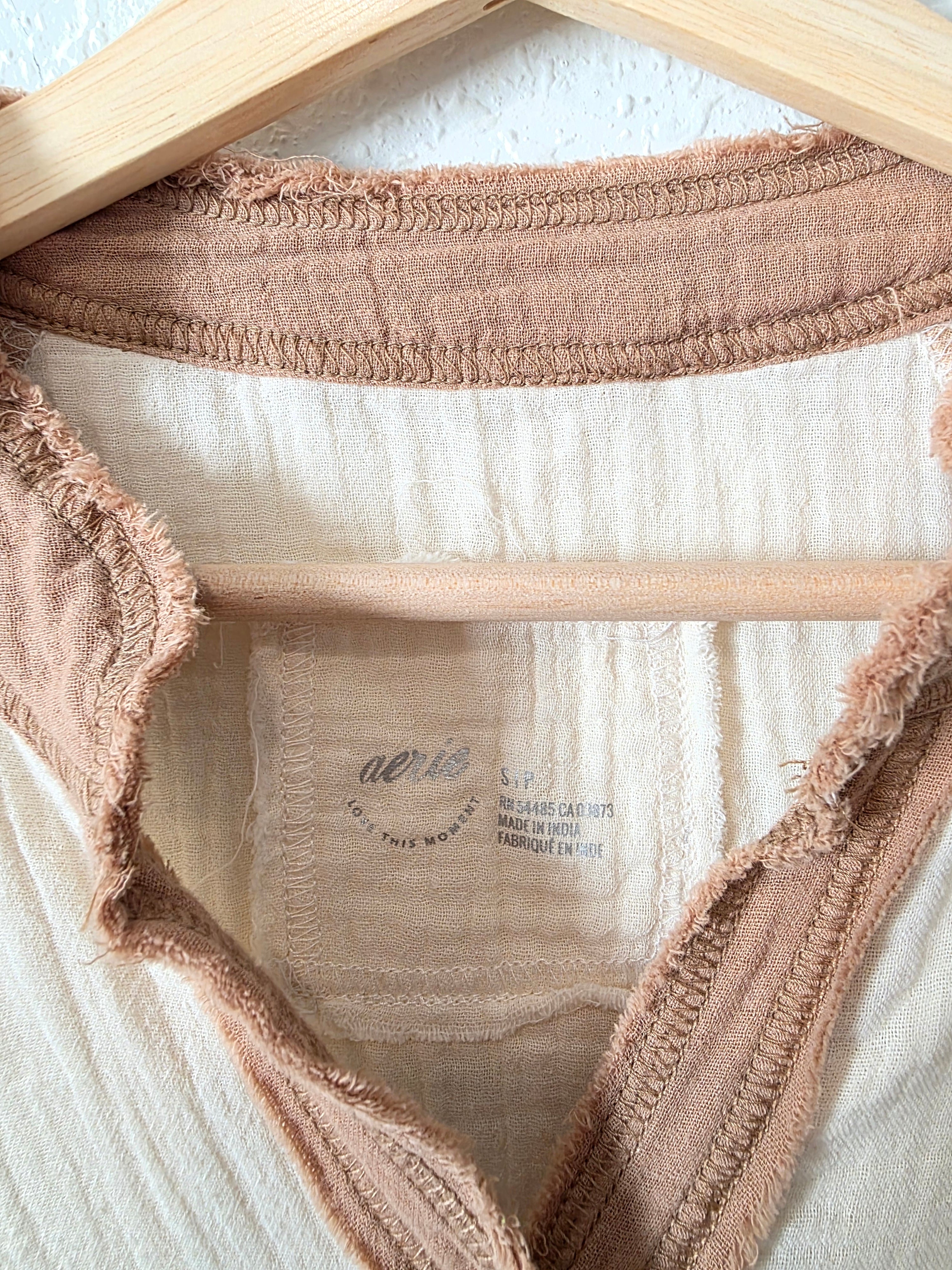 Aerie Colorblock Gauze Button Up (S)