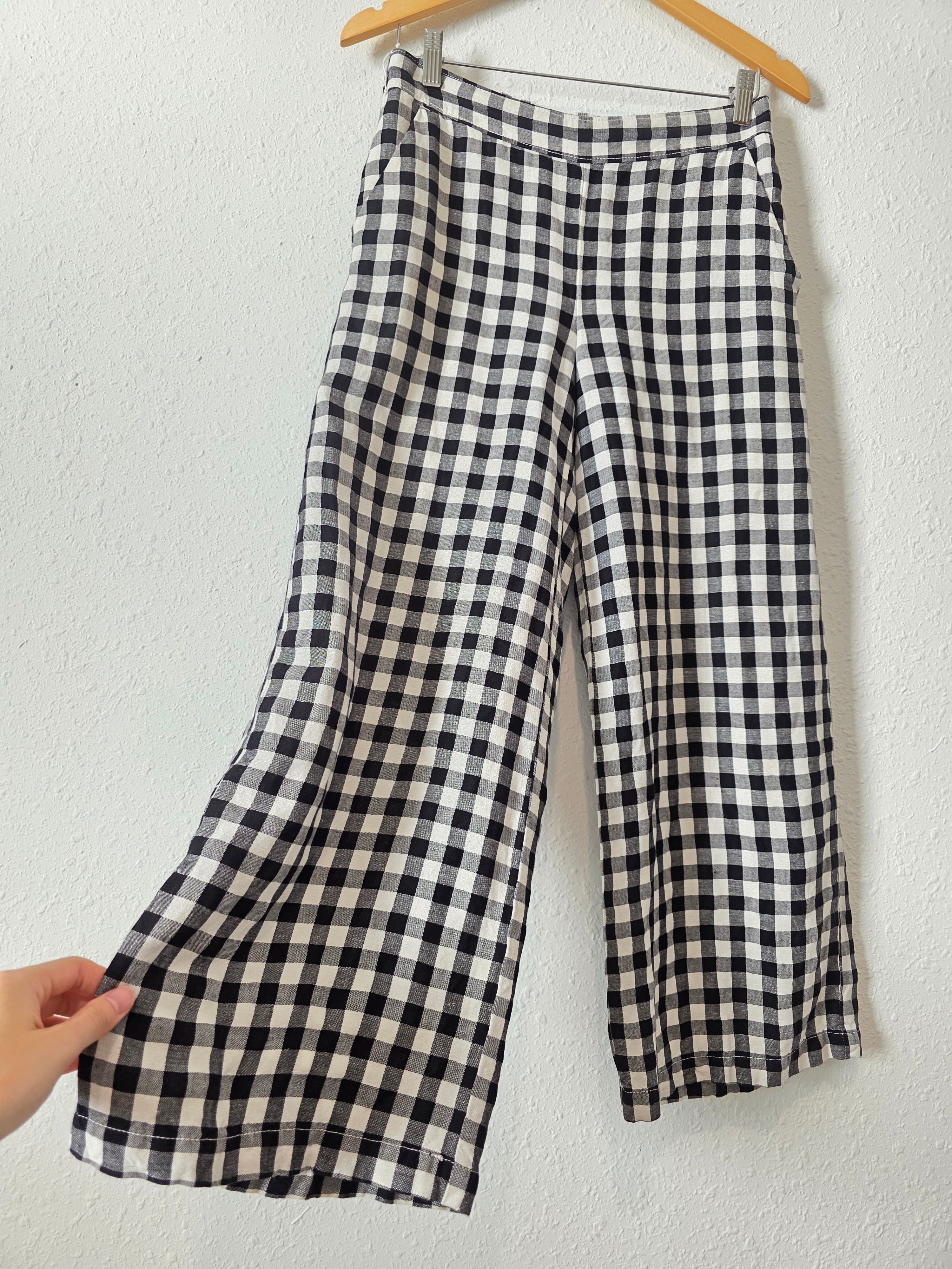 Gingham Wide Leg Pants (XS)