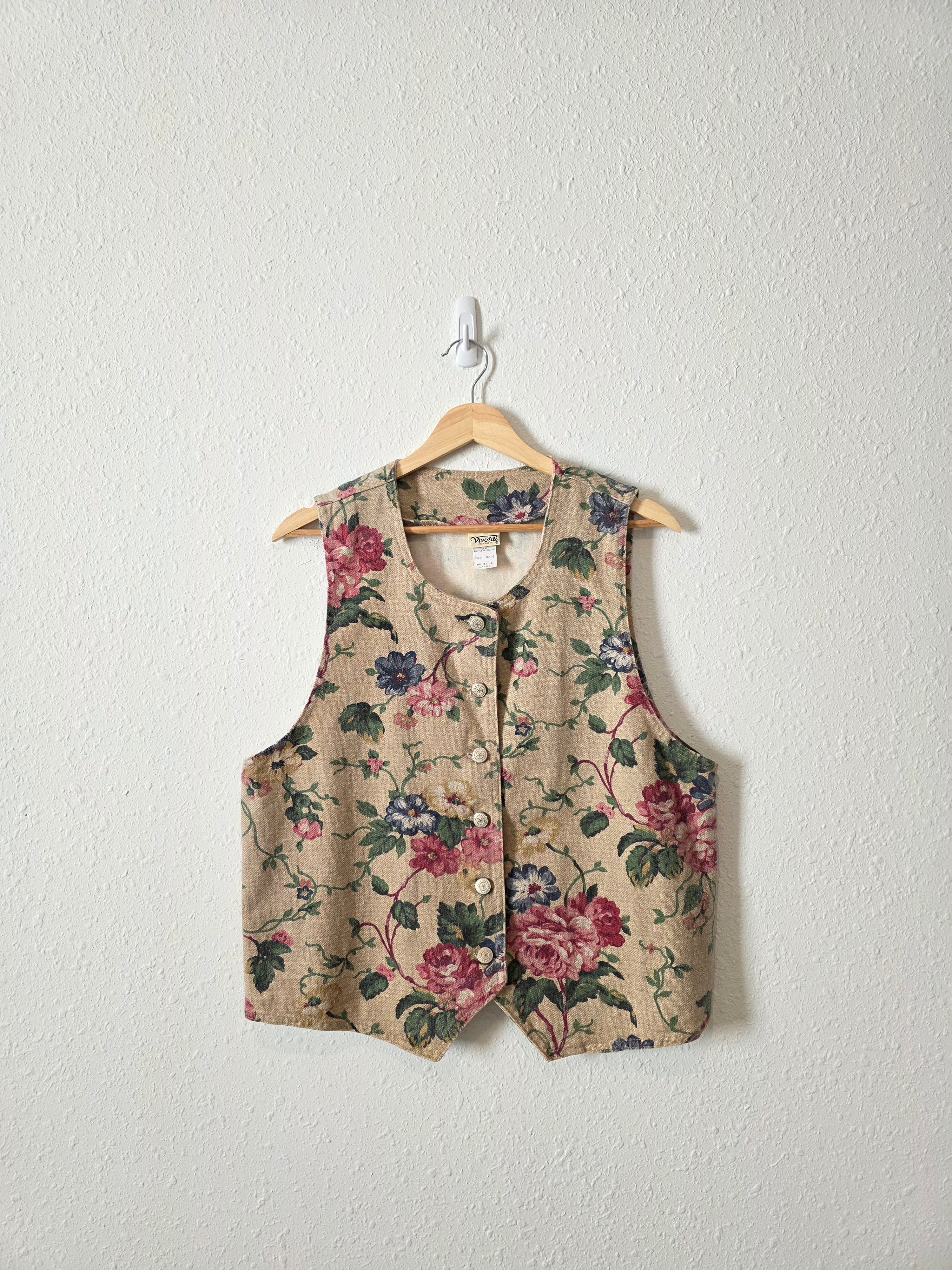 Vintage Floral Cotton Vest (L)