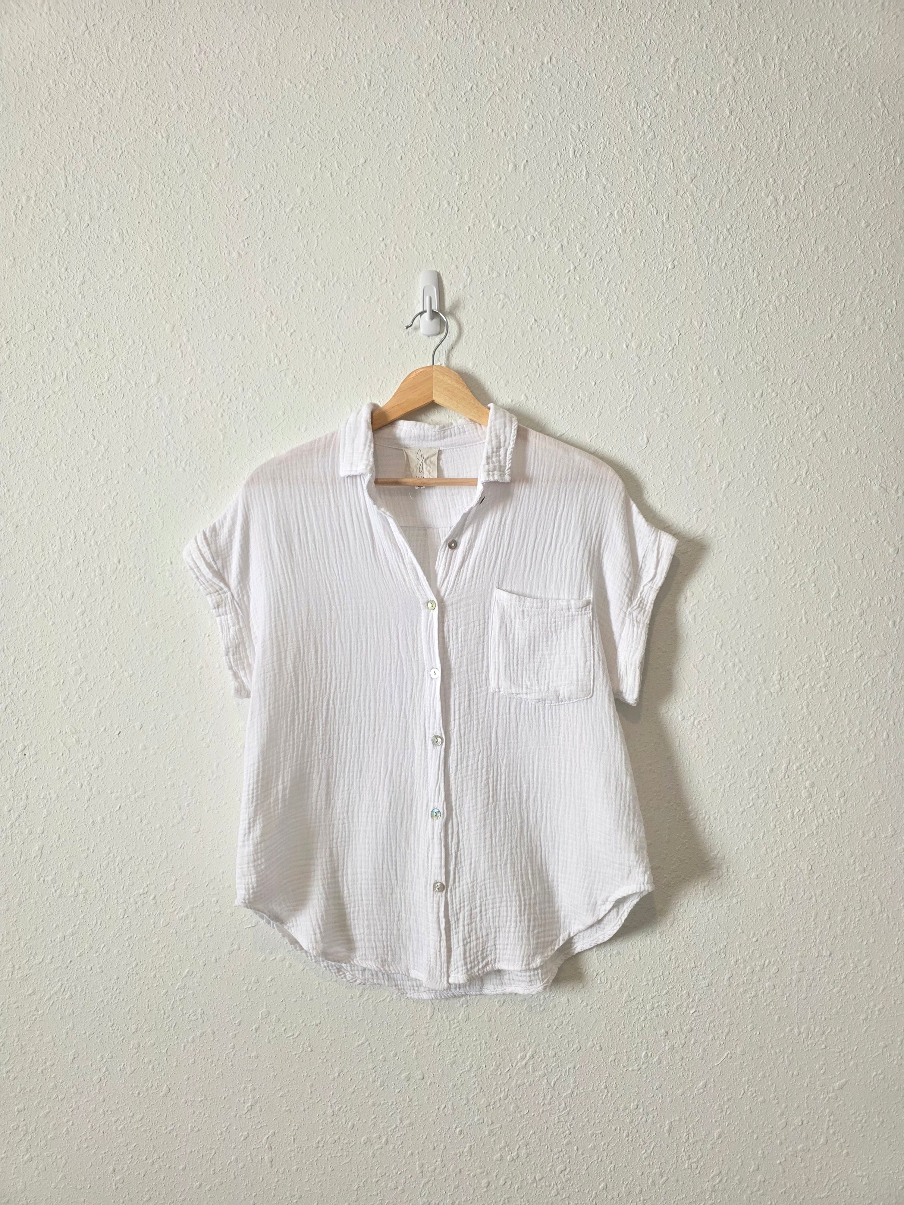 White Cotton Gauze Top (S)
