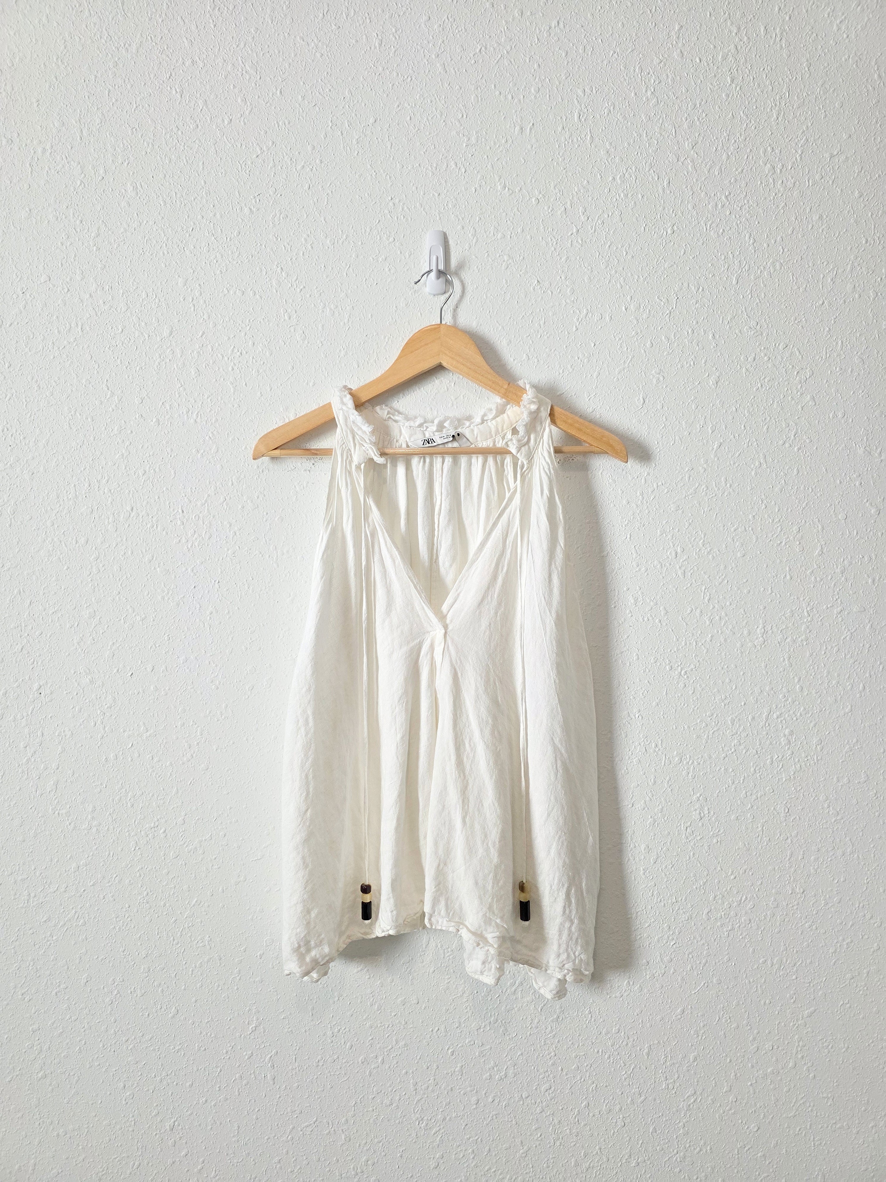 Zara Linen Tasseled Top (M)