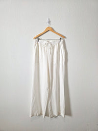 White Wide Leg Linen Pants (L)
