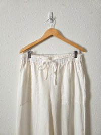 White Wide Leg Linen Pants (L)