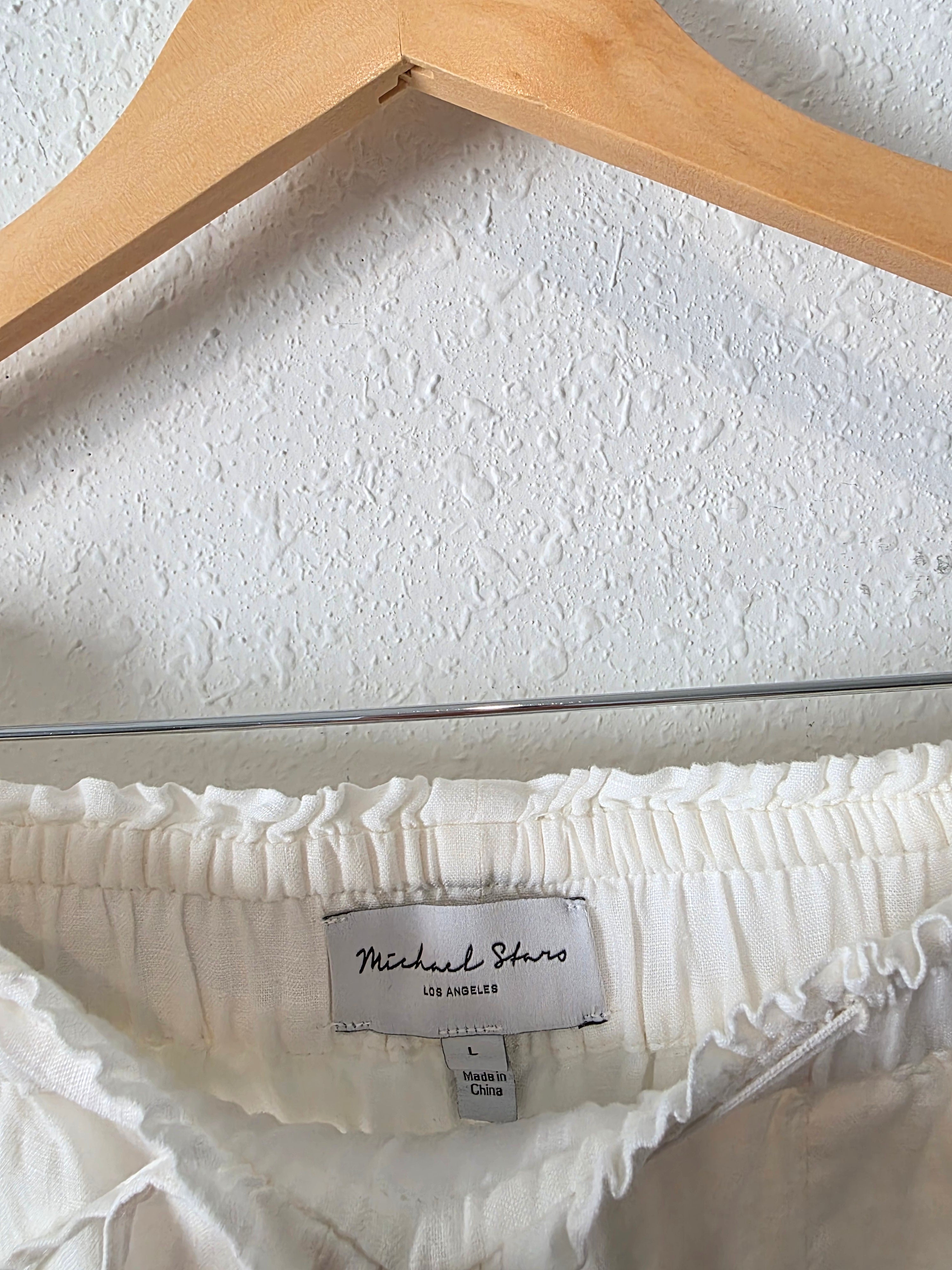 White Wide Leg Linen Pants (L)