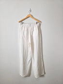 White Wide Leg Linen Pants (L)