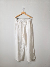 White Wide Leg Linen Pants (L)