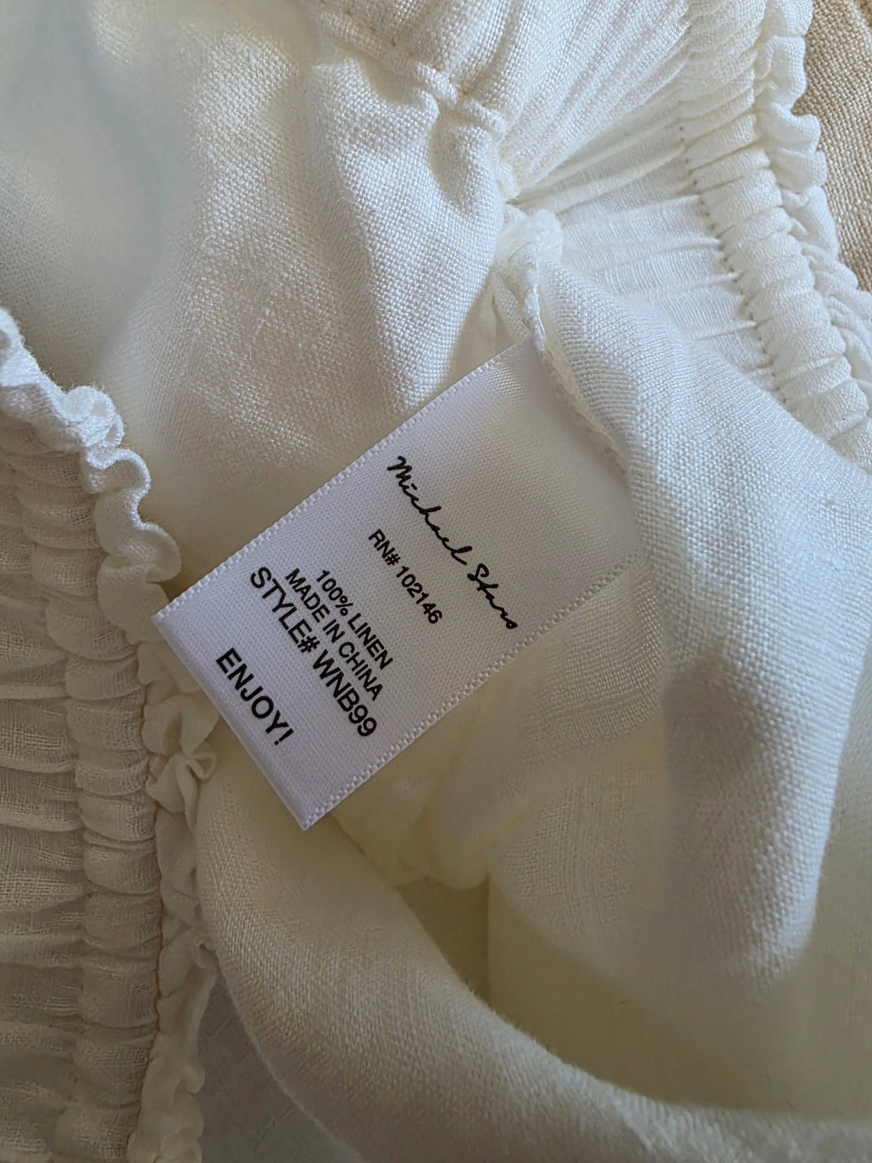 White Wide Leg Linen Pants (L)