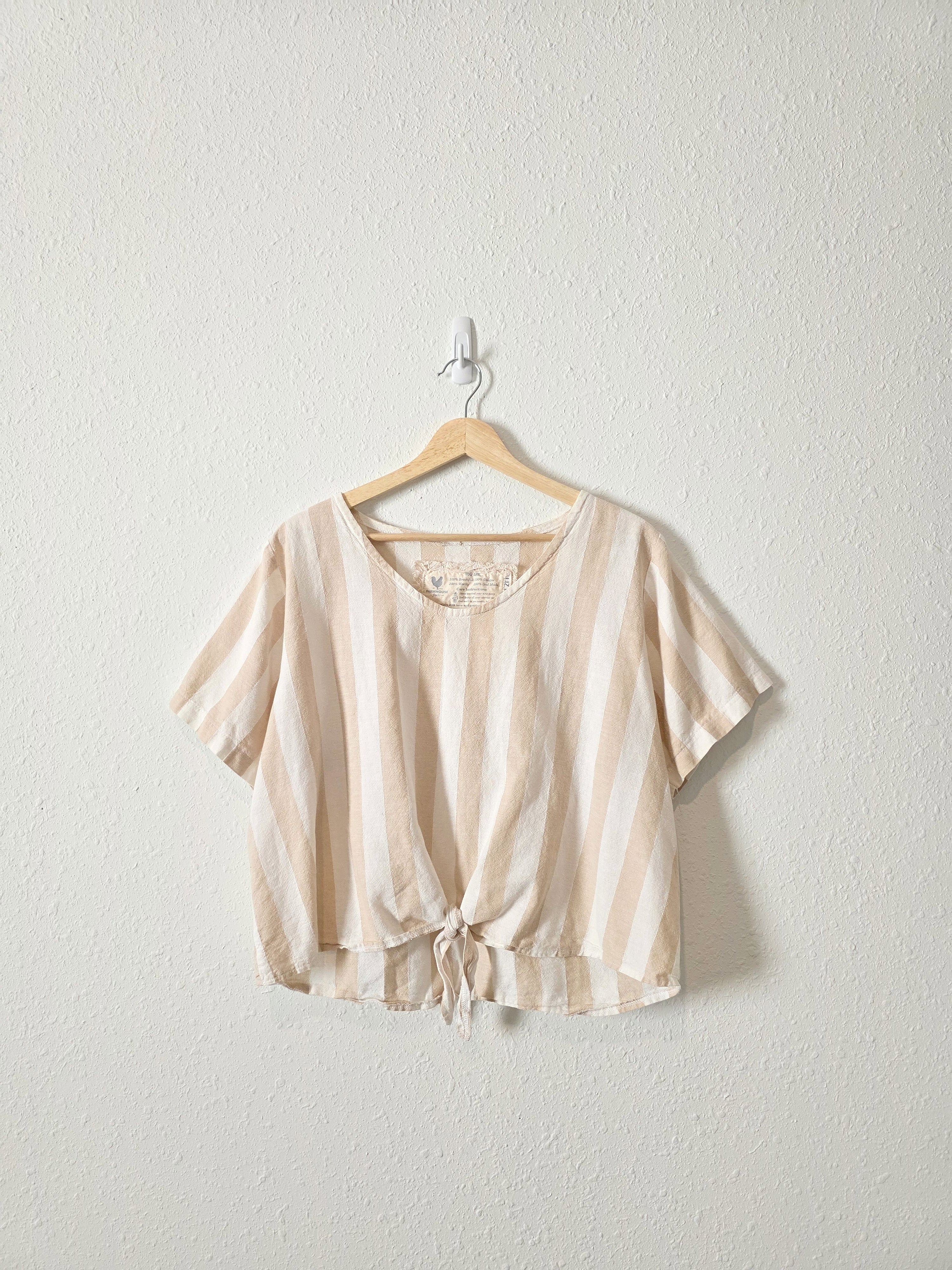 Neutral Striped Tie Top (M)