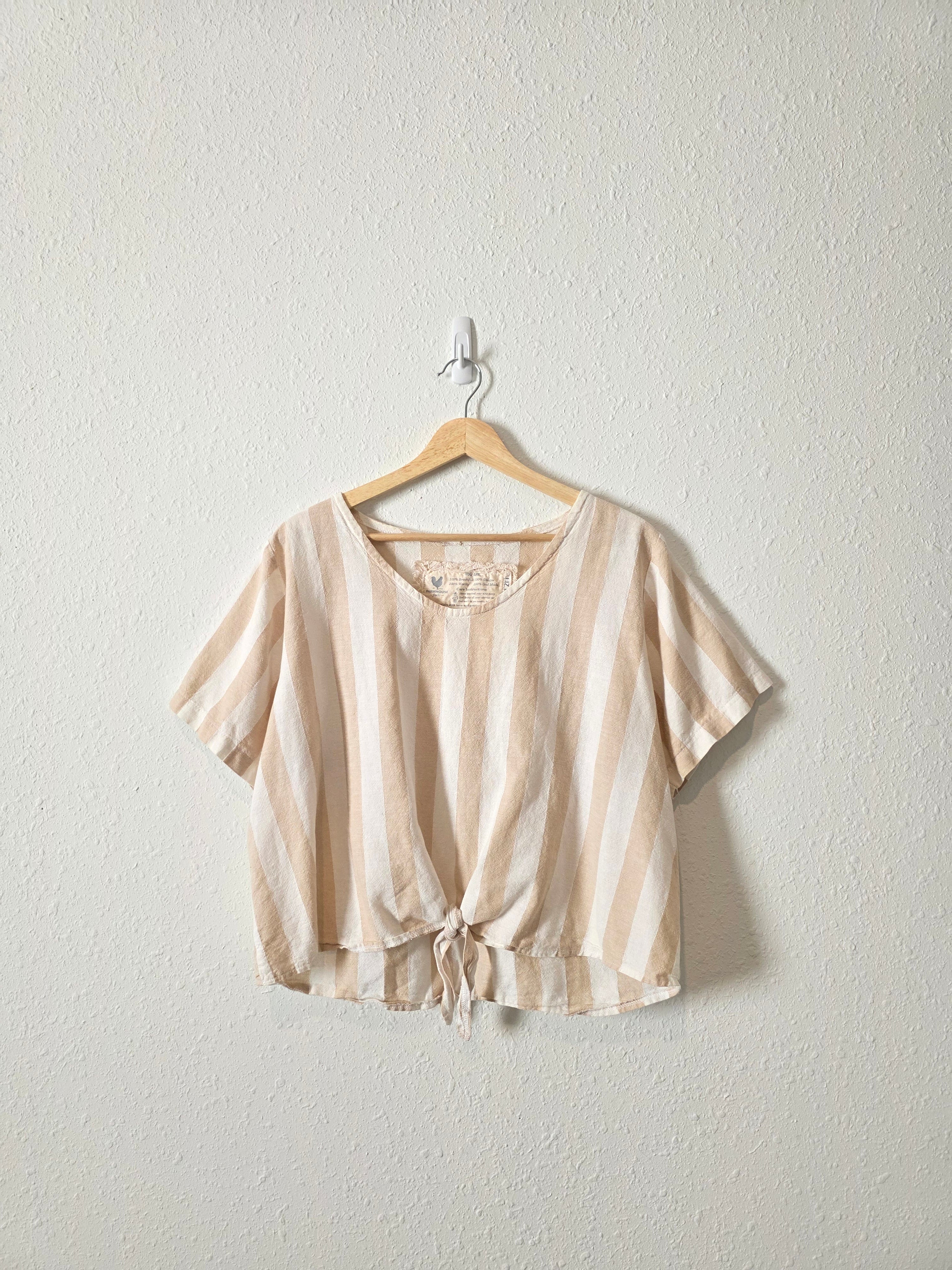 Neutral Striped Tie Top (M)