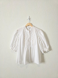 Embroidered Puff Sleeve Blouse (L)