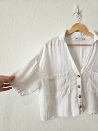 Zara White Linen Shirt (M)