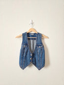 Denim Cropped Vest (XS)