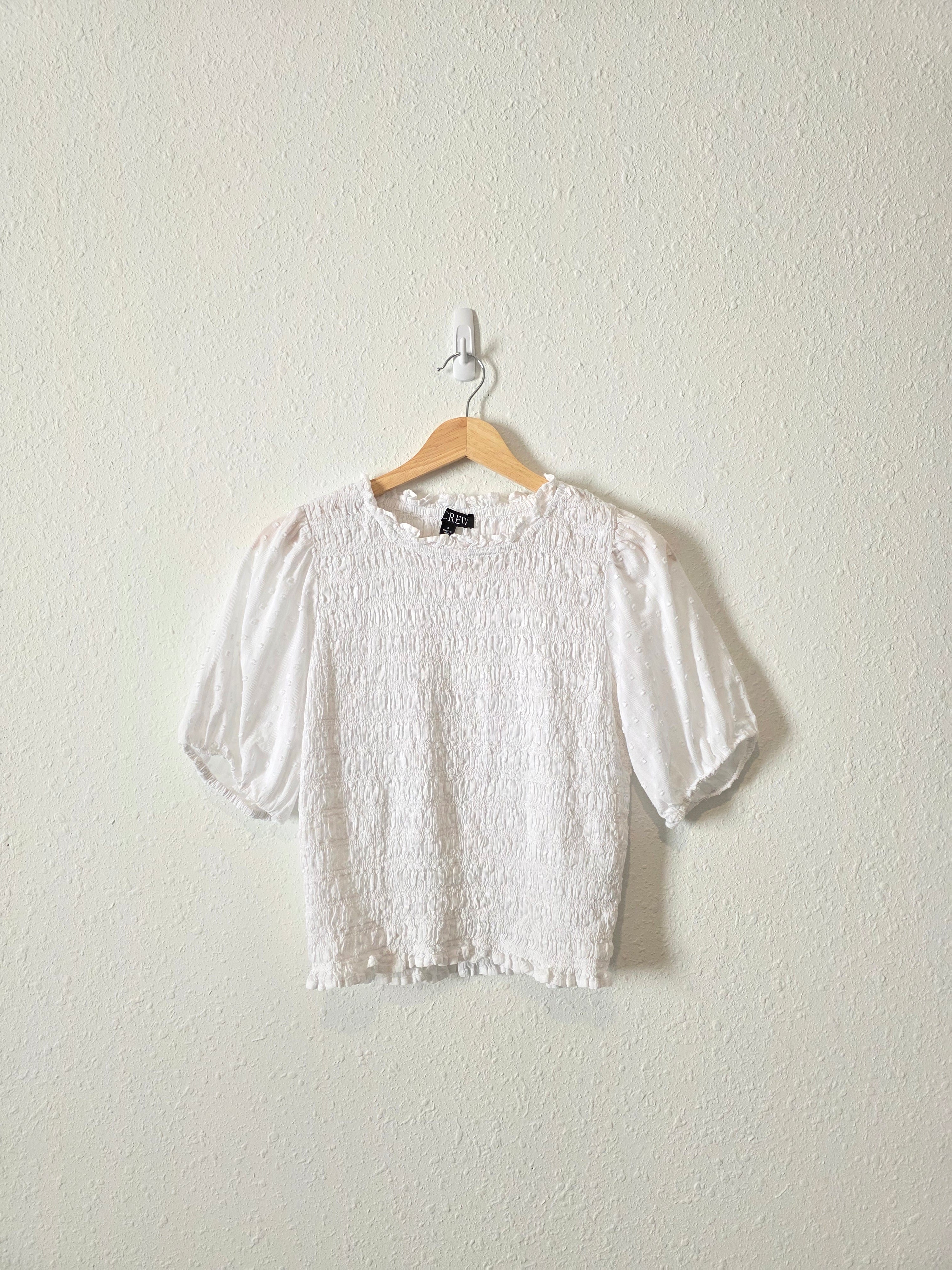 J.Crew Puff Sleeve Smocked Top (S)