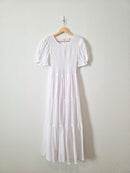 NEW White Smocked Maxi Dress (M)