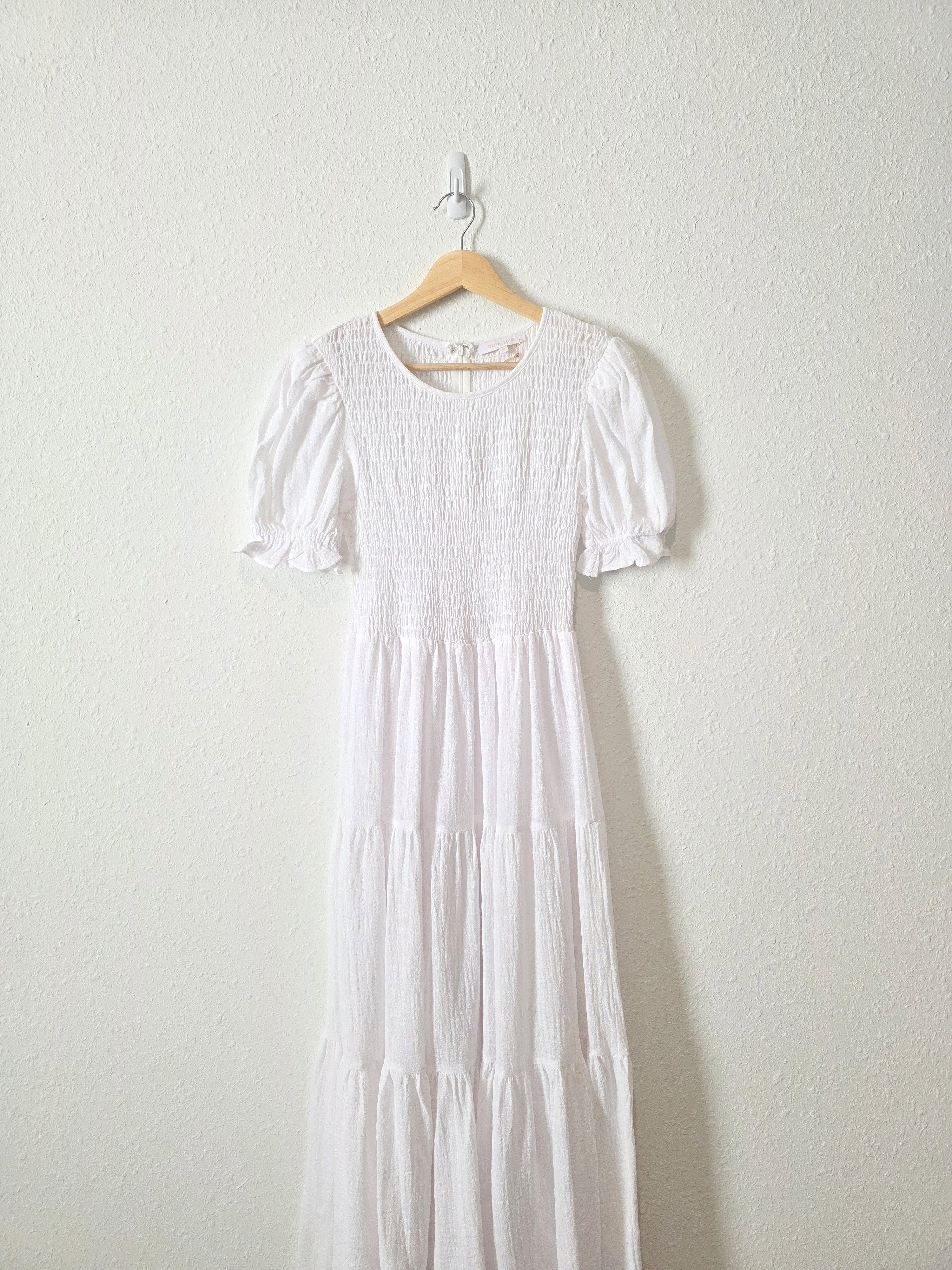 NEW White Smocked Maxi Dress (M)