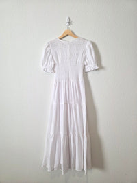 NEW White Smocked Maxi Dress (M)