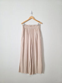 Linen Blend Wide Leg Pants (M)