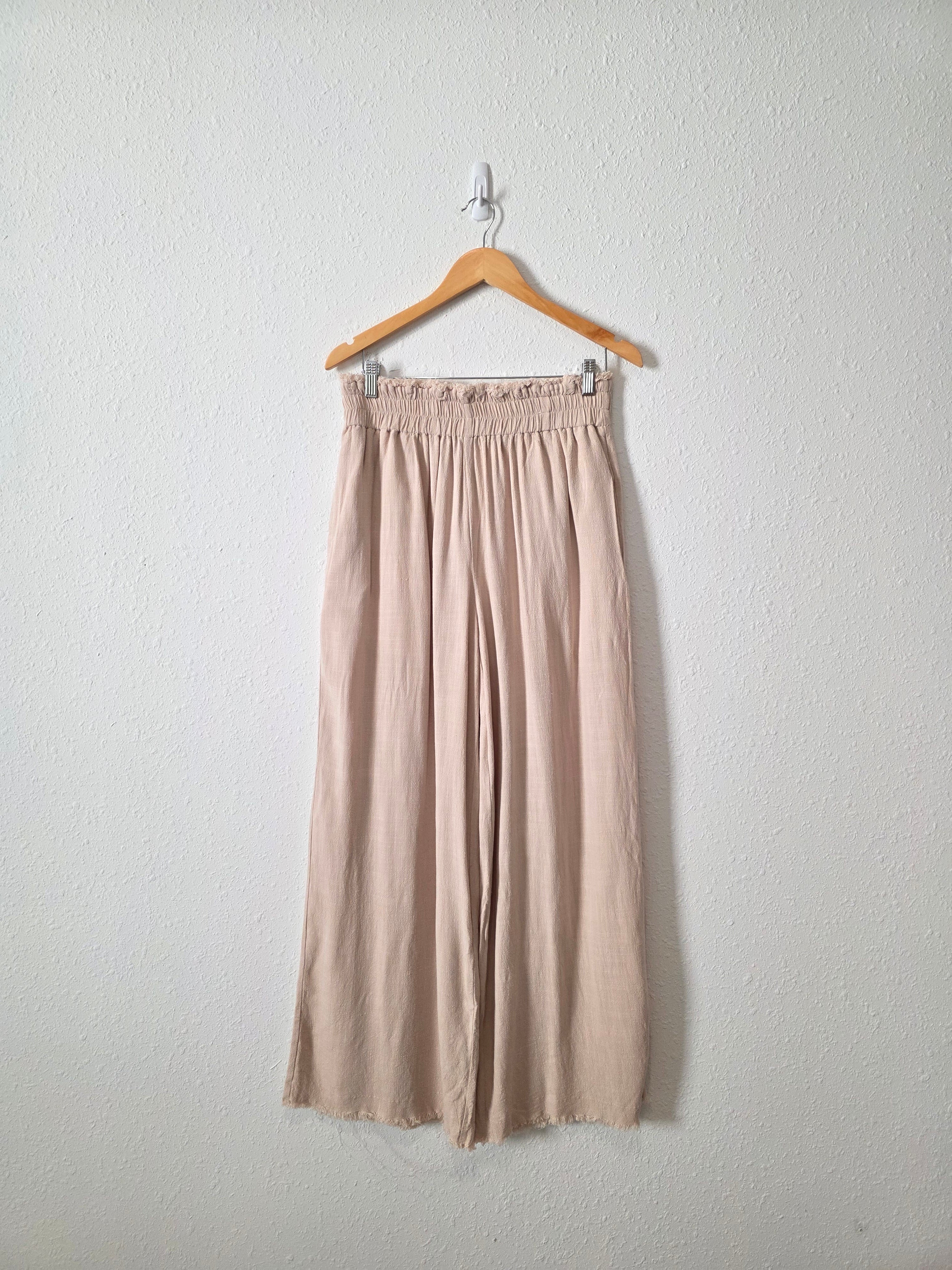 Linen Blend Wide Leg Pants (M)
