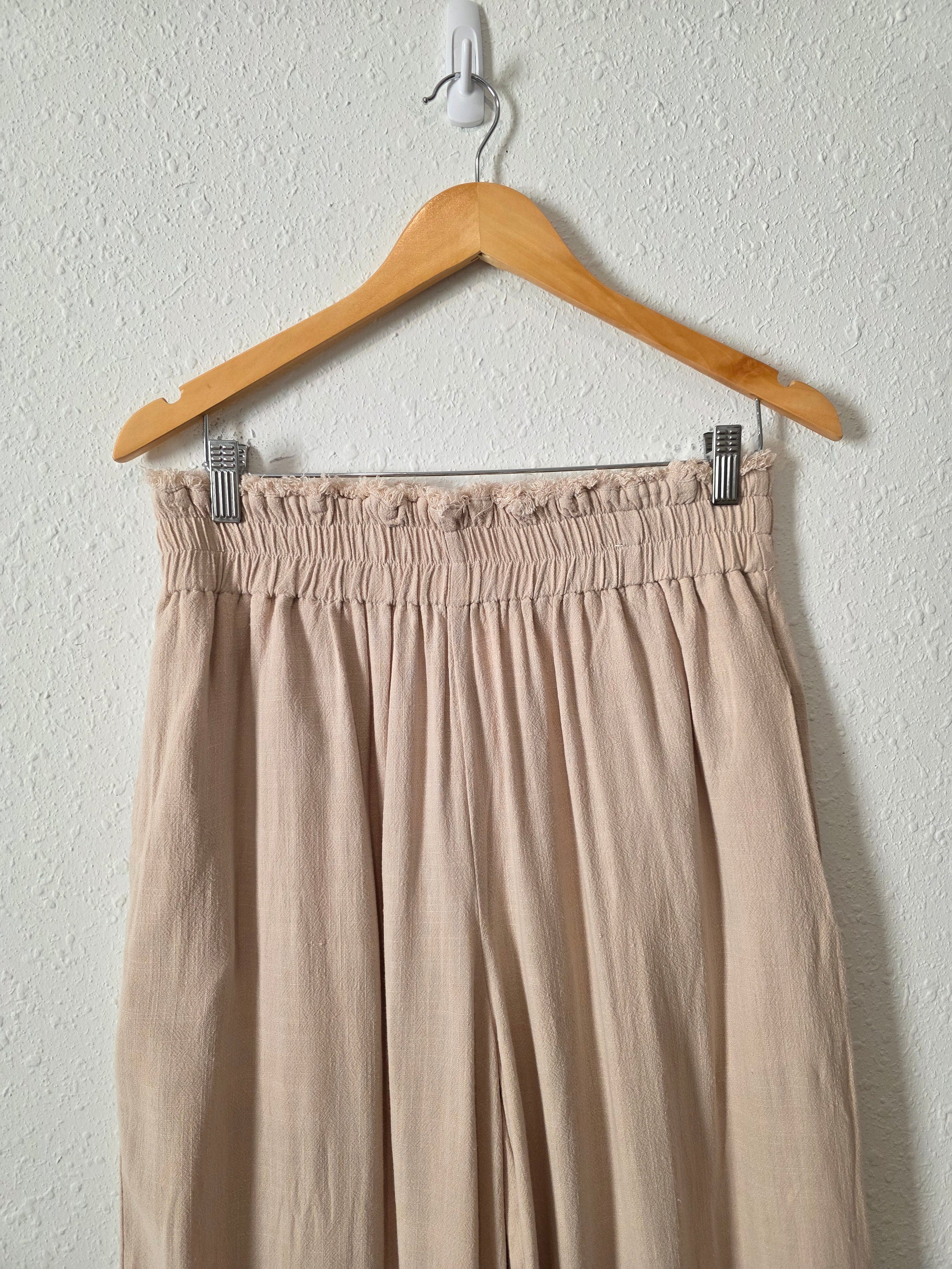 Linen Blend Wide Leg Pants (M)