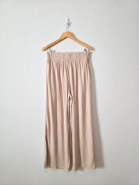 Linen Blend Wide Leg Pants (M)