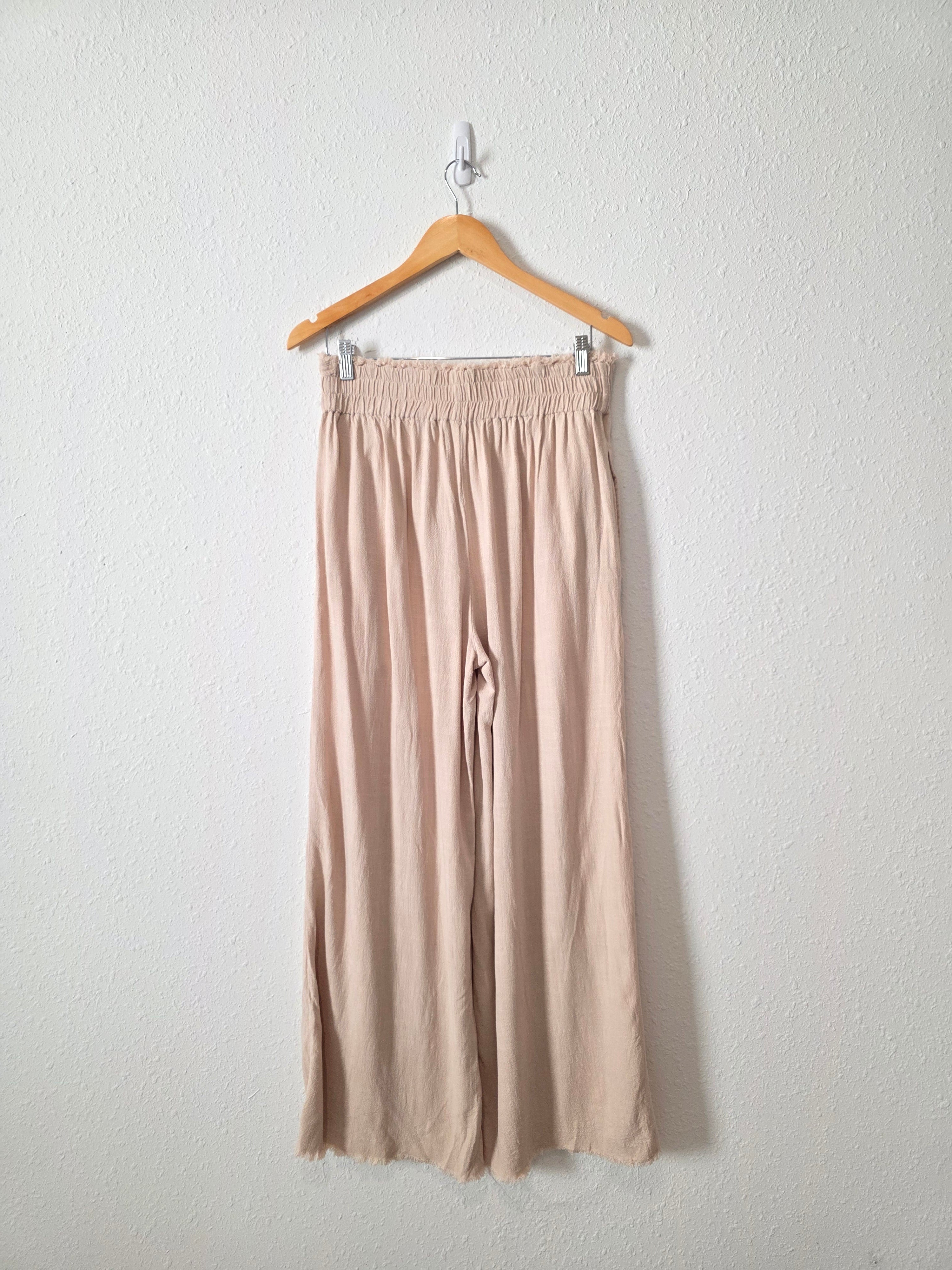 Linen Blend Wide Leg Pants (M)