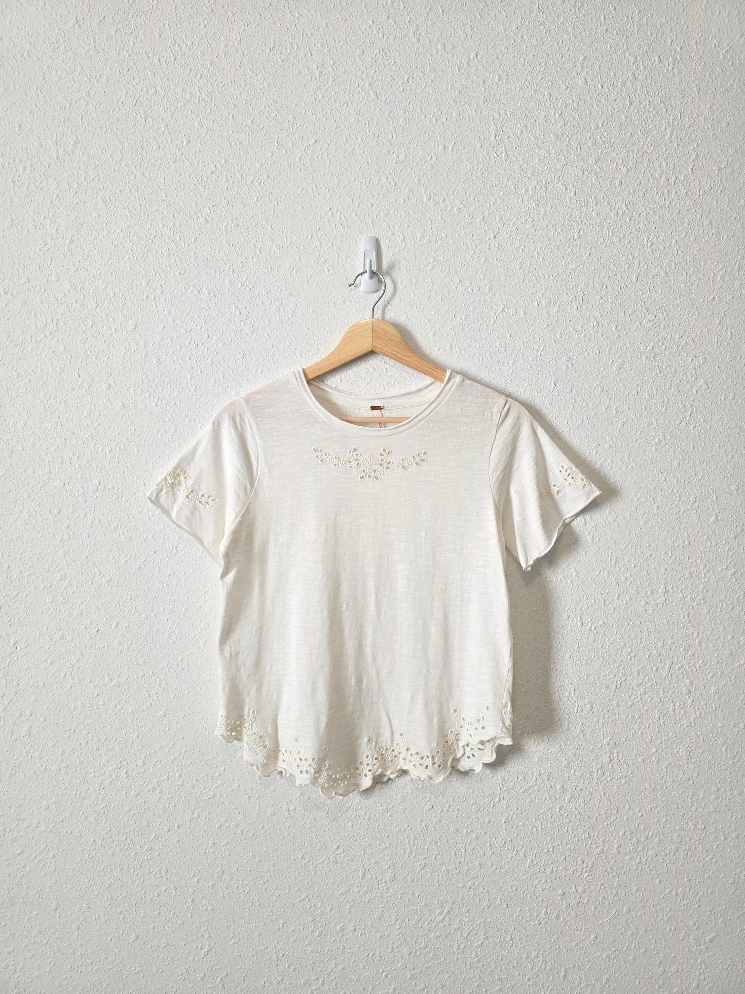 Free People Floral Eyelet Tee (S)