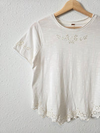 Free People Floral Eyelet Tee (S)