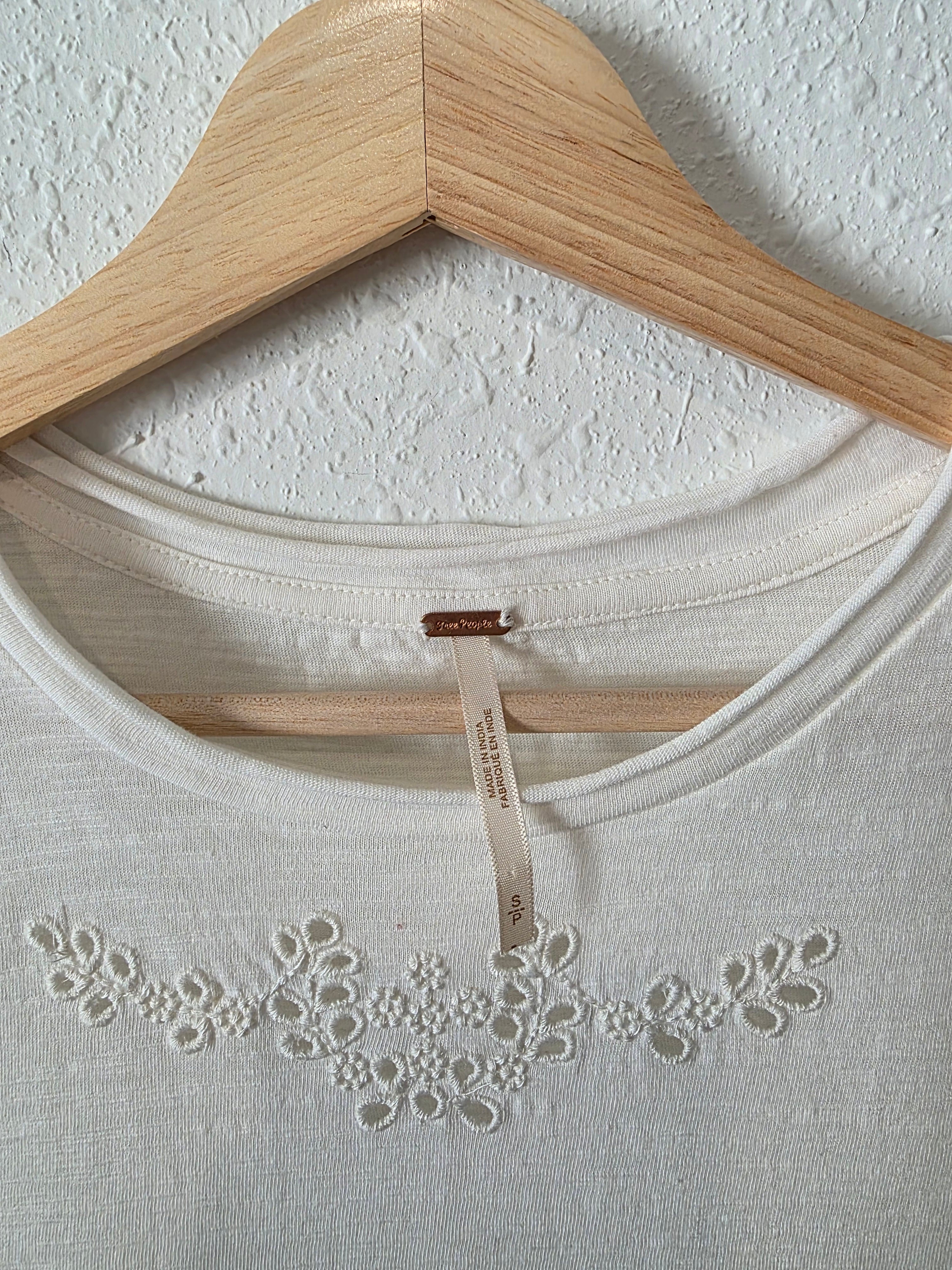 Free People Floral Eyelet Tee (S)